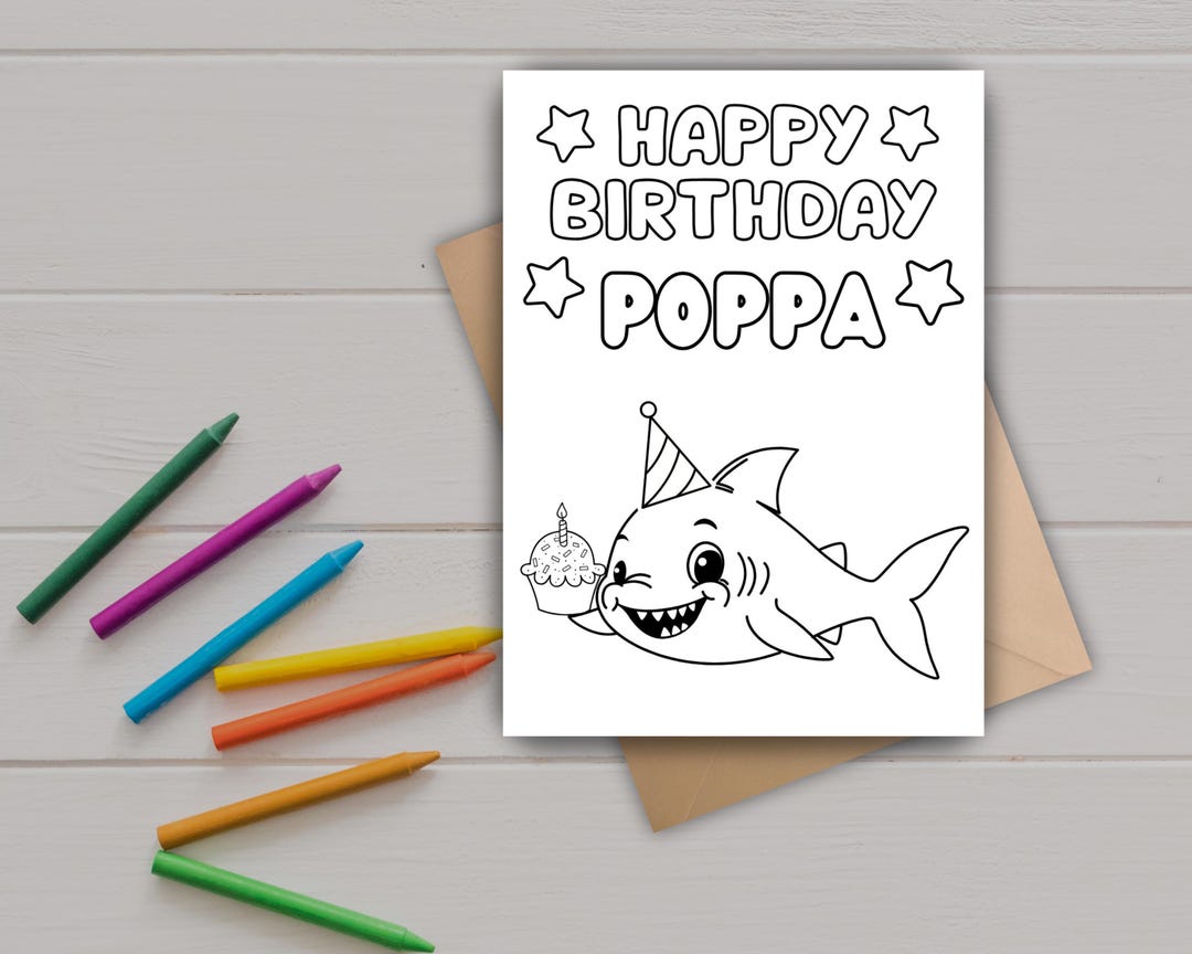 Happy Birthday Poppa Color-in Card | Printable Kids DIY Craft | Gift ...