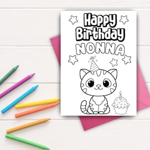 Nonna Birthday Card | Printable Birthday Card for Nonna | Gift for Nonna | Nonna Birthday Coloring Card | Nonna Color-In Card | Download