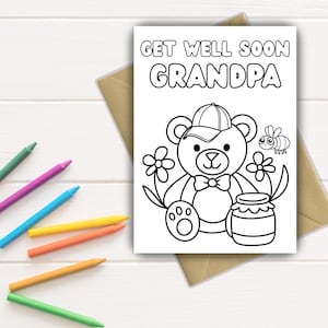 Get Well Grandpa Color-In Card: Printable Gift for Grandpa | Kids DIY Craft (Instant Download)