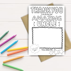 Color-In Thank You Card for Uncle: Printable Gift (Instant Download, 5x7 A7 Size)