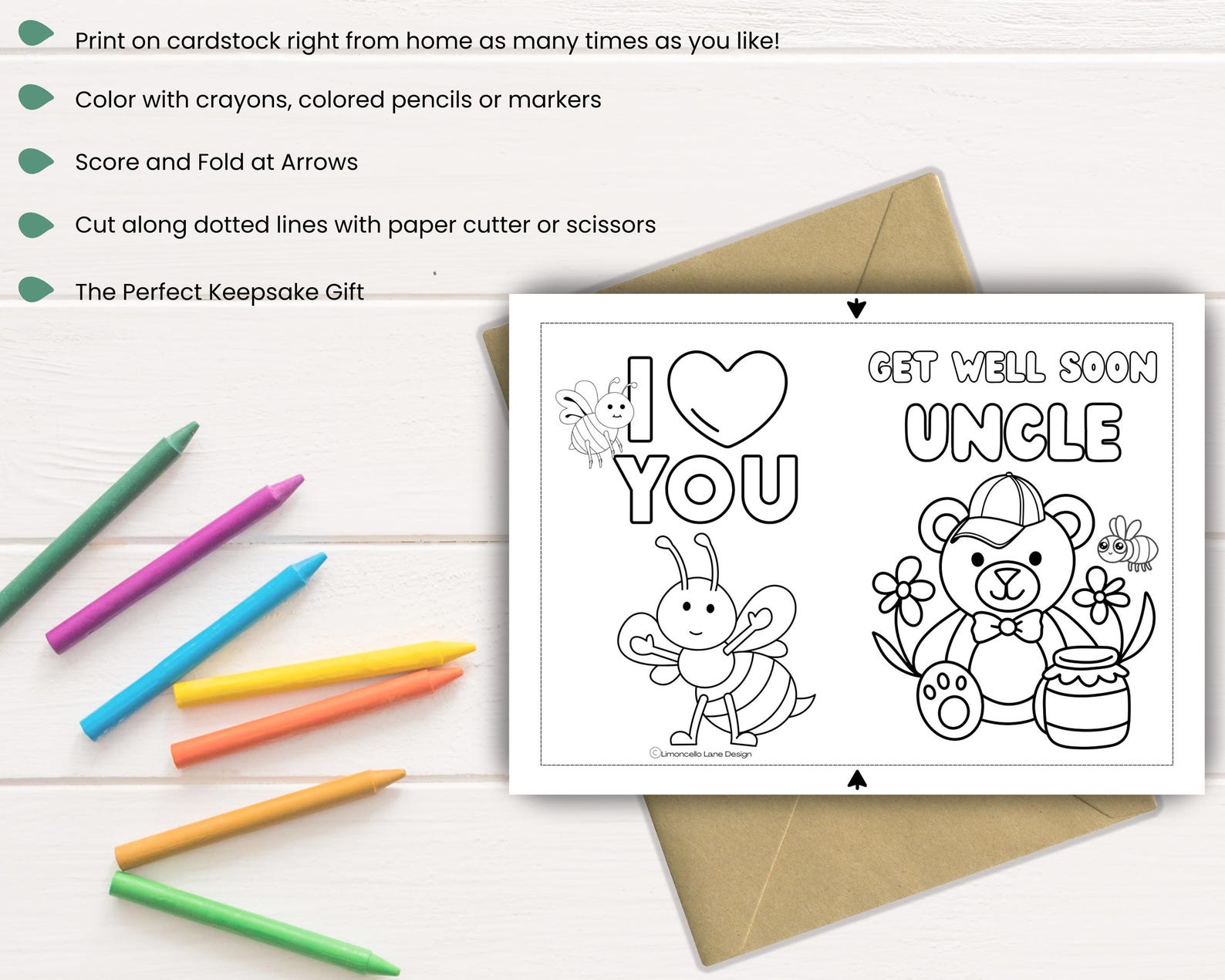 Uncle Color Get Well Uncle Color-in Card: Printable Gift for Uncle | Kids DIY Craft ...