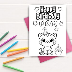 Mom Birthday Card | Printable Birthday Card for Mom | Gift for Mom | Birthday Coloring Card Mom | Instant Download | Mom Color - In Card