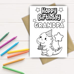 Happy Birthday Grandpa Color-In Card | Printable Birthday Card for Grandpa | Gift for Grandpa | Birthday Card Grandpa | Instant Download