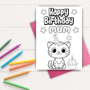 Mum Birthday Card | Printable Birthday Card for Mum | Gift for Mum | Mum Birthday Coloring Card | Mum Color-In Card | Instant Download