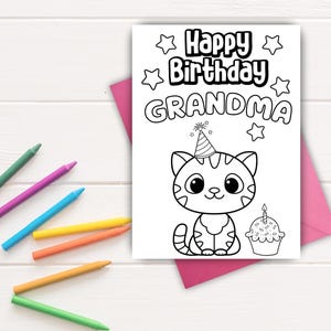 Grandma Birthday Card | Printable Birthday Card for Grandma | Gift for Grandma | Grandma Birthday Coloring Card | Grandma Color-In Card