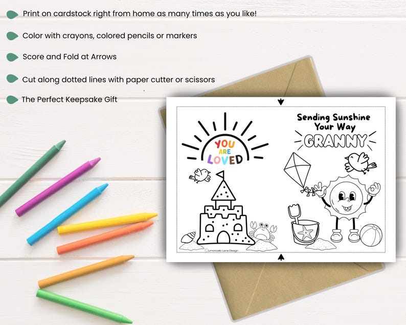 Granny Thinking of You Color in Card: Get Well Missing You Granny Thinking of You Color in Card: Get Well Missing You