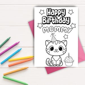 Mommy Birthday Card | Printable Birthday Card for Mommy | Gift for Mommy | Mommy Birthday Coloring Card | Mommy Color-In Card | Download