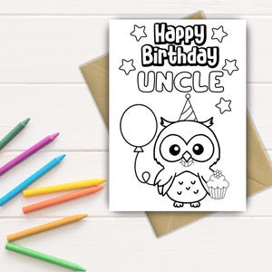 Uncle Birthday Card | Printable Birthday Card Uncle | Birthday Gift for Uncle | Birthday Color-in Card for Uncle | Download Birthday Card