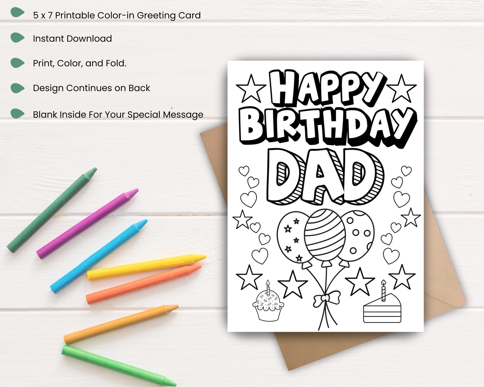 Dad Birthday Color-in Card | Printable Kids Coloring Keepsake Gift ...