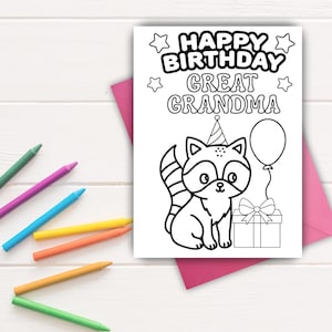 Great Grandma Birthday Card | Printable Birthday Card for Great Grandma | Gift for Great Grandma | Coloring Card | Birthday Great Grandma