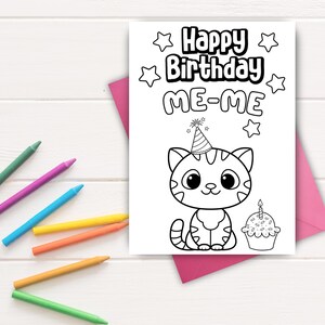 MeMe Birthday Card | Printable Birthday Card for MeMe| Gift for MeMe | Birthday Coloring Card MeMe | Instant Download | MeMe Color - In Card