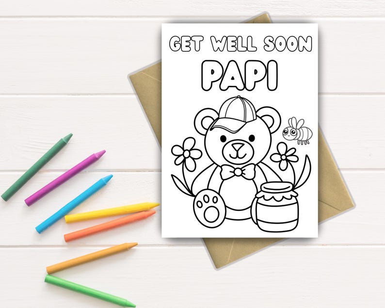 Get Well Papi Color-in Card: Printable Gift for Papi | Kids DIY Craft ...