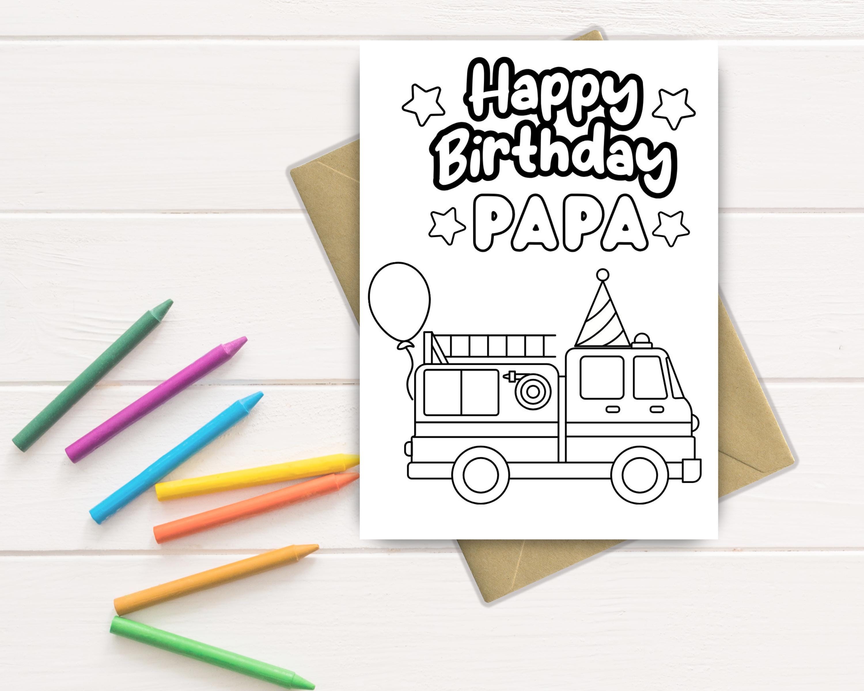 Papa Happy Birthday Color-in Card: DIY Kids Craft | Printable Gift ...