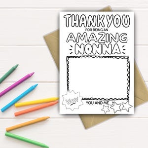 Thank You Nonna | Card for Nonna | Gift for Nonna | Thank You Color-In Card | Nonna Thank You from Child | Instant Download Thank You Card