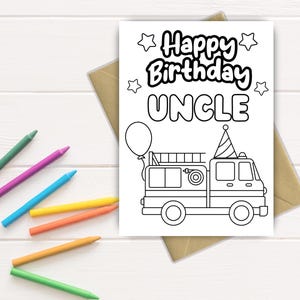 Happy Birthday Uncle Color-In Card | Printable Birthday Card for Uncle | Gift for Uncle | Birthday Coloring Card Uncle | Download