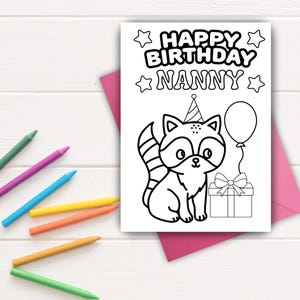 Nanny Birthday Color-in Card | Printable Birthday Card for Nanny | Gift for Nanny | Coloring Card | Birthday Card Nanny | Instant Download