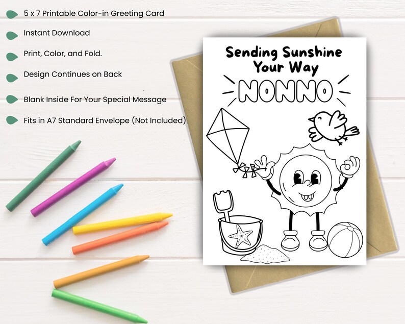 Nonno Thinking of You Color in Card: Get Well Missing You Printable Nonno Thinking of You Color in Card: Get Well Missing You Printable