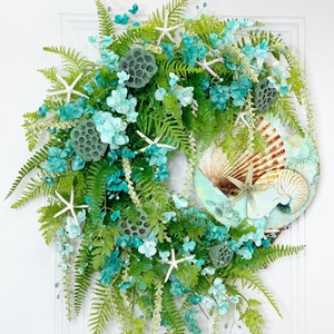 Beach Wreath, Beach Decor, Beach Wedding Wreath, Tropical Wreath, Grapevine Beach Wreath, Nautical Wreath, Nautical Decor, Seashell Wreath,