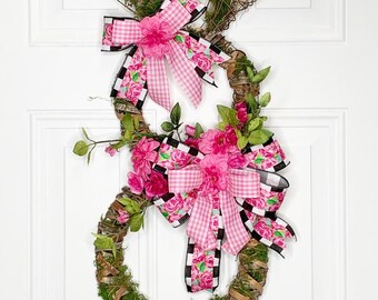 Easter Bunny Door Hanger, Easter Bunny Wreath, Spring Wreath , Grapevine Bunny Wreath, Spring Grapevine Wreath, Spring Floral Decor,