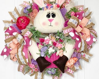 Spring Lamb Wreath, Spring Swag, Easter Wreath, Nursery Wreath, Easter Lamb Decor, Spring Floral Decor, Nursery Decor