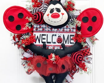 Ladybug Wreath, Summer Wreath, Ladybug Decor, Front Door Wreath, Everyday Wreath, Spring Wreath, Summer Decor,