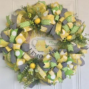 Lemon Wreath, Lemonade Wreath, Farmhouse Wreath, Lemon Door Decor, Lemon Home Decor, Yellow Wreath, Summer Wreath, Everyday Wreath