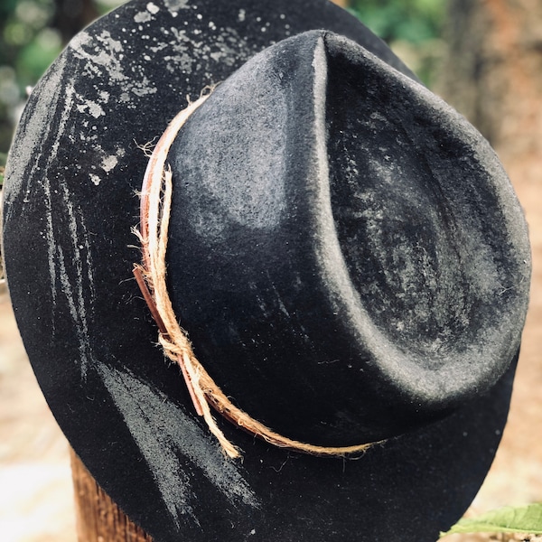 Distressed Black Fedora