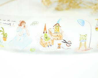 Cinta PET precortada para niña y muñeca Lynn Studio: muestra de 100 cm para planificador, diario y álbum de recortes
