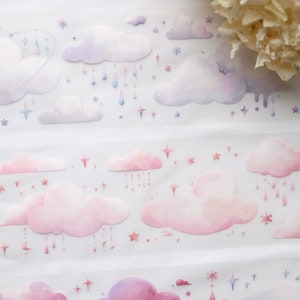 100 cm Colourful Clouds PET-tape //maskingtape journaling, transparante tape scrapbooking, vakantiecadeaus