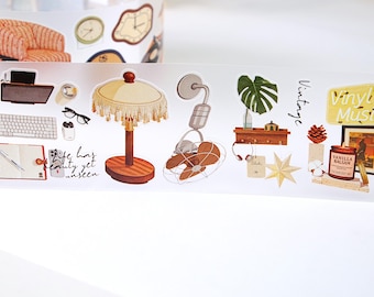 Pre-cut Matte PET Tape/Washi Tape Life Fetish DengDeng Studio, planner journal scrapbook notebook decoration, 100cm loop sample