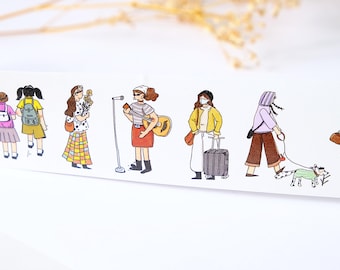 Pre-cut Washi Tape People on the Street Boli Store, planner journal scrapbook notebook decoration, 100cm loop sample