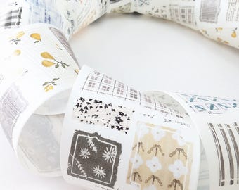 Cinta Washi precortada con estampado vintage de Ten Cloth de Pion para decorar agendas y diarios.
