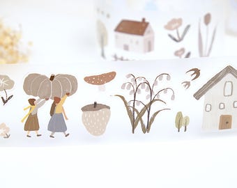 Cinta adhesiva precortada mate de PET/Washi Tape Song of Shepherd LULU Studio para decorar agendas, diarios, álbumes de recortes y cuadernos, muestra de 100 cm de bucle.