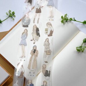 100 cm Elegant Matte PET Tape Pion Design Mädchen Aufkleber / Masking Tape für Journaling/Scrapbooking/Geschenkverpackung