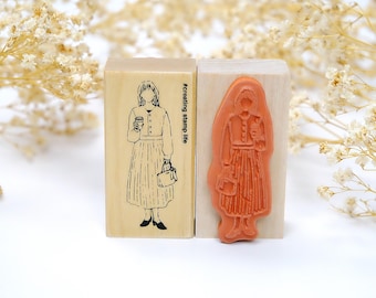 Coffee in the Hand Morning Girl Wooden Stamp by Kodomo No Kao: Scrapbook, Planner, Notebook, Gift Decoration