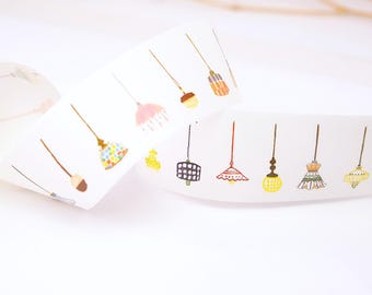 Cinta Washi precortada Chandelier Wanle Studio para decoración de agendas, diarios, álbumes de recortes y cuadernos, muestra de bucle de 50 cm.