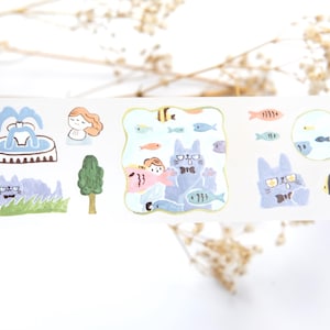 Voorgesneden 120 cm Cat Best Friend PET-tape van TeaYouShop || vintage PET-tape voor junkjournaling, scrapbooking en planning || cadeaupapier