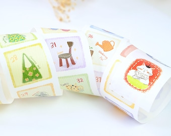 Pre-cut Washi Tape Little Squares of Life Miao Studio, planner journal scrapbook notebook decoration, 167cm loop sample