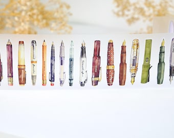 Pre-cut Matte PET Tape/Washi Tape Vintage Dream Pens DengDeng Studio, planner journal scrapbook notebook decoration, 100cm loop sample