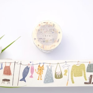 Washi Tape 120 cm Een rij kleerhangers Wanle Studio // maskingtape journaling, scrapbooking planner decoratie // cadeaus voor moeder