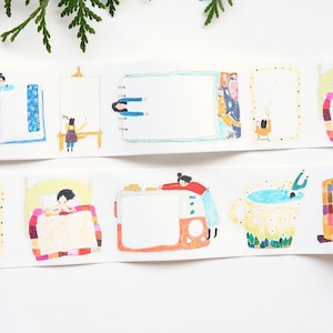 Kiss-cut schrijfpapiertape Sticky Note Girl van Wanle Studio ||Staal van 100 cm|| voor journaling, planning en scrapbooking || geschenken journalist