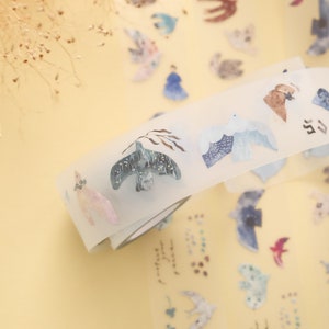 Ruban adhésif PET Birds and Islands / 100 cm mat / Design Pion / ruban adhésif de masquage pour journalisation/scrapbooking/emballage cadeau