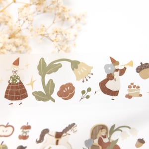 Retro kerstfeest PET-tape 100 cm Yier Studio voor journaling, planning, cadeauverpakking, handgemaakte kaarten en scrapbooking