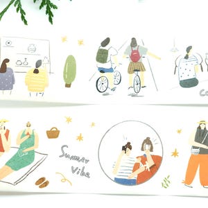 Youdian Studio のカット済み和紙テープ Hang out together | 150 cm 和紙テープ サンプル | 日記、スクラップブッキング、プランナー、女性へのギフトに