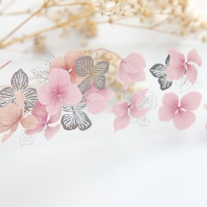 Ruban adhésif PET 90 cm, pétales d'hortensias Loidesign // Ruban adhésif PET fleurs vintage pour décoration cadeau ou scrapbooking // journalisation// décoration cadeau