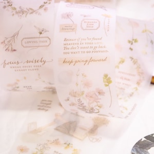 Blinks of life Matte PET tape Gratitude 100cm  // vintage flower and daily life PET Tape for journalling, planning, gift wrapping