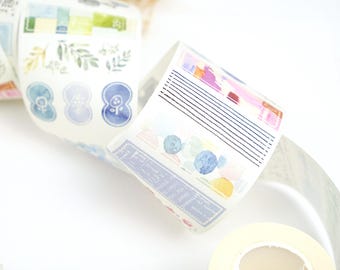 Cinta Washi precortada Retro Paragraph de Pion para decorar agendas y cuadernos, muestra de 50 cm de bucle.