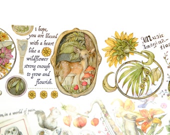 Floral PET Tape 100cm Sample: Vintage Style Journaling Tape by Moodtape