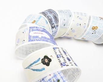 Cinta Washi precortada de diez piezas con estampado vintage de Pion para decorar agendas y diarios.