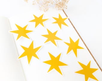Pegatina troquelada de estrella amarilla, vinilo impermeable, calcomanía para portátil.